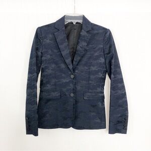 ATM Anthony Thomas Melillio Camo Print Blazer Jacket, Size 0, Blue Black